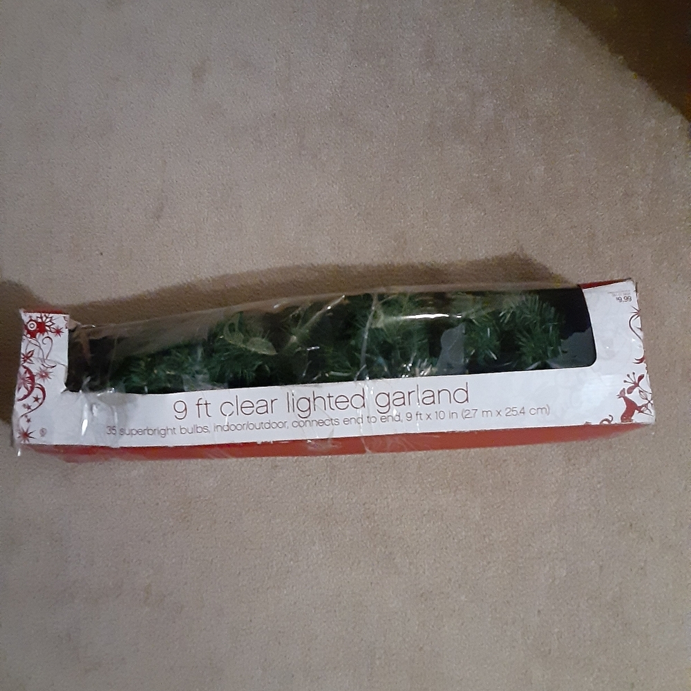 9 ft Lighted Christmas Garland EUC